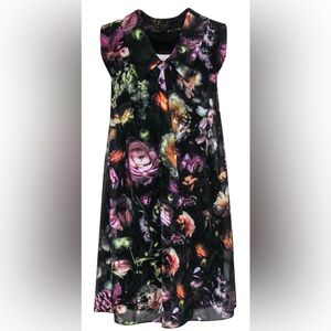 TED BAKER MSRP$295 collar full zip chiffon dark floral elegant cocktail dress